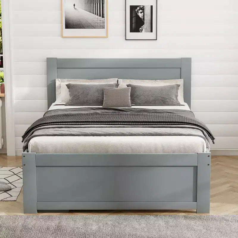 Letto a piattaforma in legno per letto singolo/matrimoniale con cassetto e due ripiani 4O
