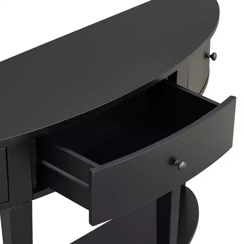 Tavolo consolle curvo moderno Tavolo da divano con 3 cassetti e 1 ripiano per corridoio, ingresso, soggiorno