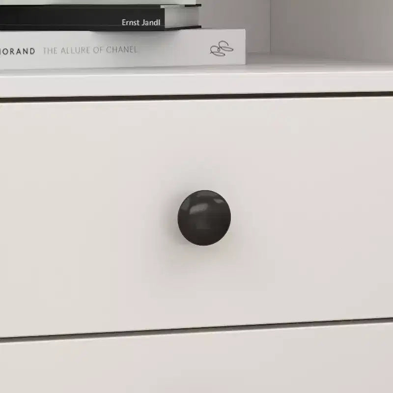 Comodino Bianco 2 Cassetti 1 Ripiano Aperto Tavolino Laterale Design Moderno