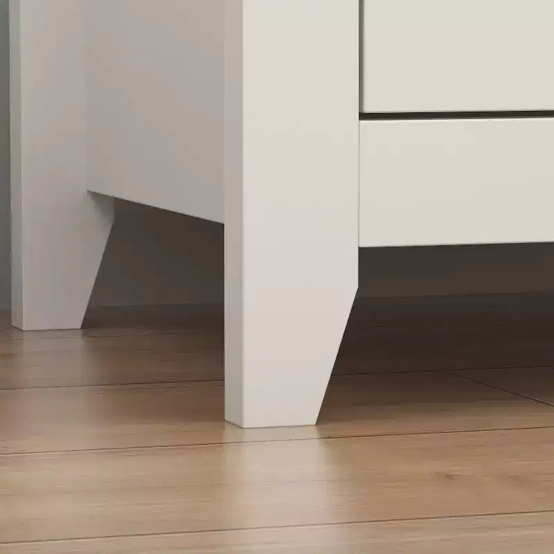 Comodino Bianco 2 Cassetti 1 Ripiano Aperto Tavolino Laterale Design Moderno