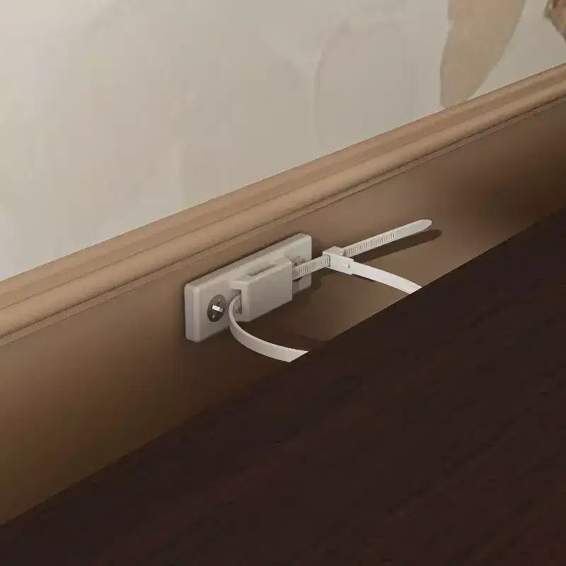 Comò orizzontale grande bianco a 12 cassetti con piano color rovere