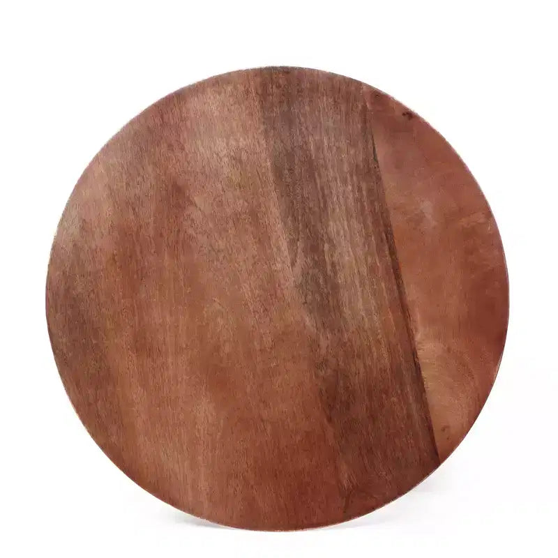 Tavolino rotondo in legno di mango con gambe, noce