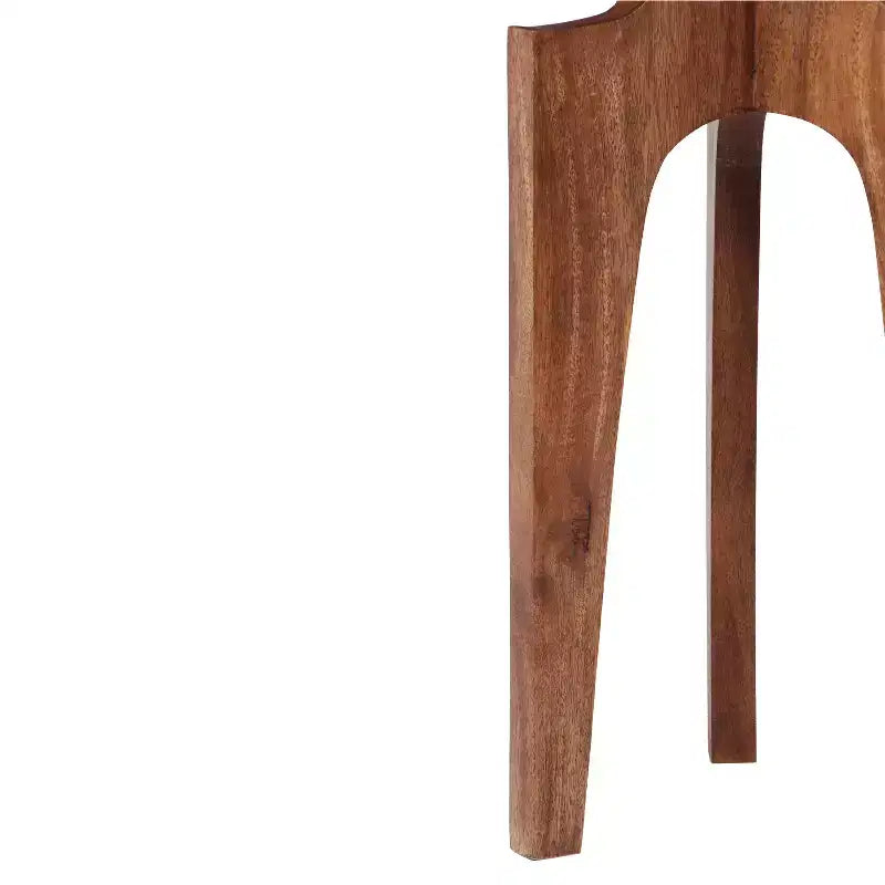 Tavolino rotondo in legno di mango con gambe, noce