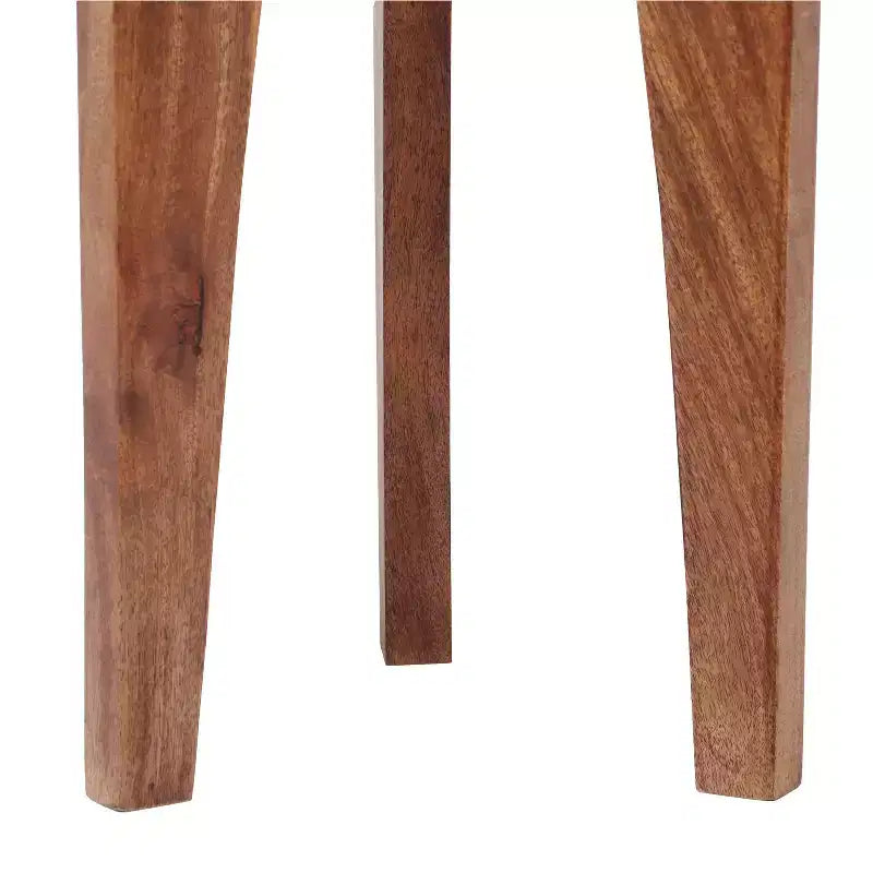 Tavolino rotondo in legno di mango con gambe, noce