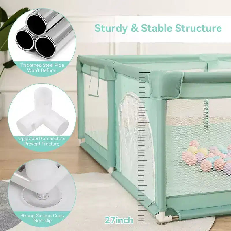 Box per neonati a 4 pannelli 79x63 Spazioso e sicuro Portatile