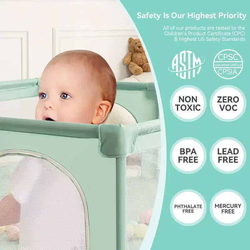 Box per neonati a 4 pannelli 79x63 Spazioso e sicuro Portatile