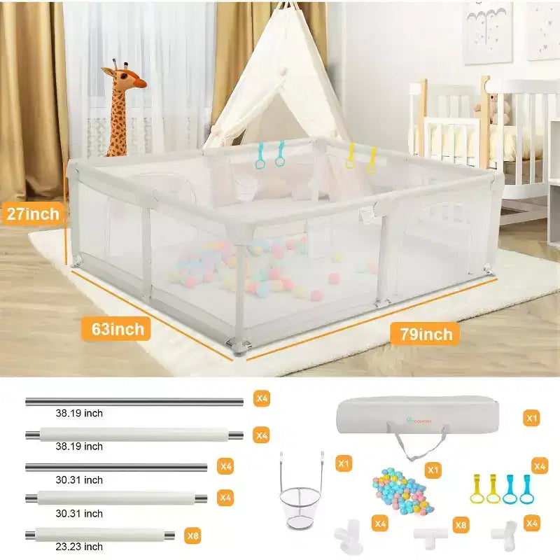 Box per neonati a 4 pannelli 79x63 Spazioso e sicuro Portatile