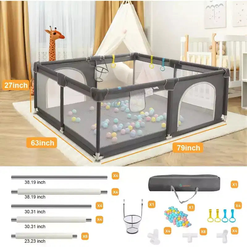 Box per neonati a 4 pannelli 79x63 Spazioso e sicuro Portatile