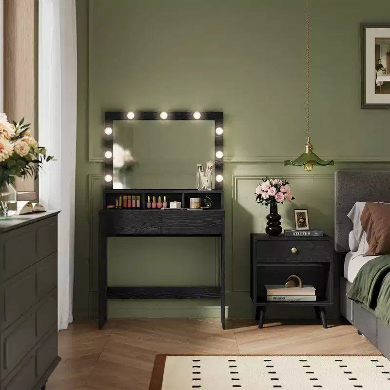 Toeletta con Specchio e Luci, Mobile Trucco con Grande Specchio, Luminosità Regolabile, Tavolo da Trucco, Moderna Scrivania per il Trucco