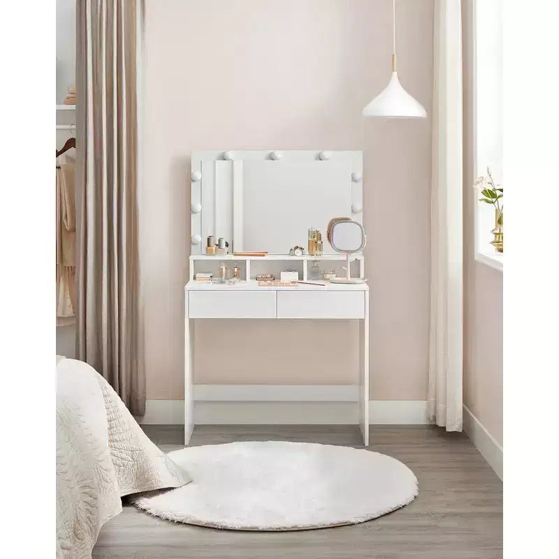 Toeletta con Specchio e Luci, Mobile Trucco con Grande Specchio, Luminosità Regolabile, Tavolo da Trucco, Moderna Scrivania per il Trucco