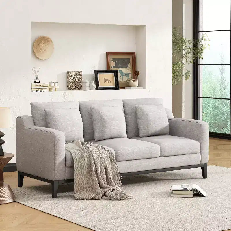 Divano a 3 posti imbottito 80 W con cuscino decorativo