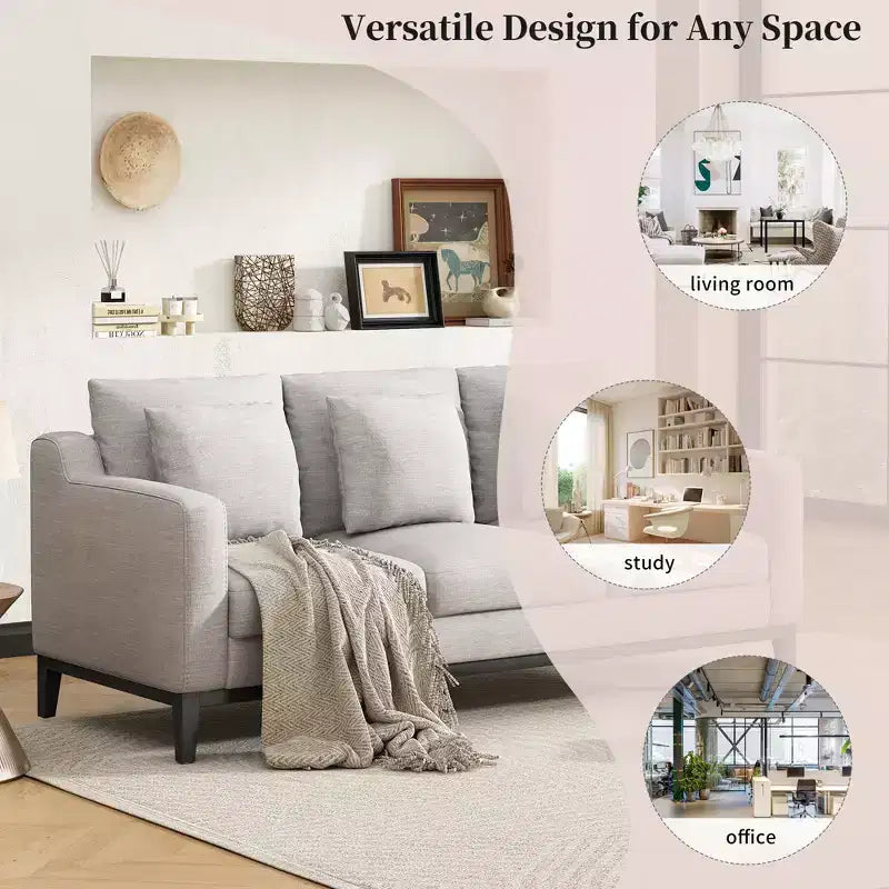 Divano a 3 posti imbottito 80 W con cuscino decorativo