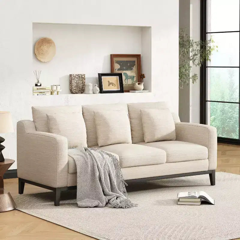 Divano a 3 posti imbottito 80 W con cuscino decorativo