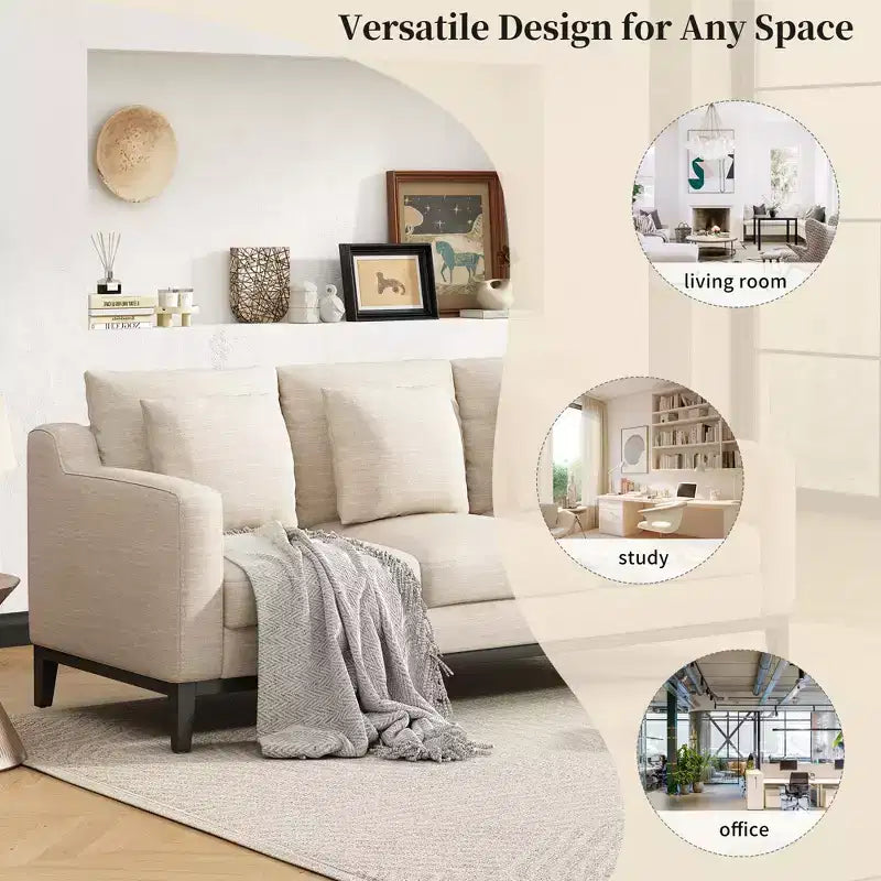 Divano a 3 posti imbottito 80 W con cuscino decorativo