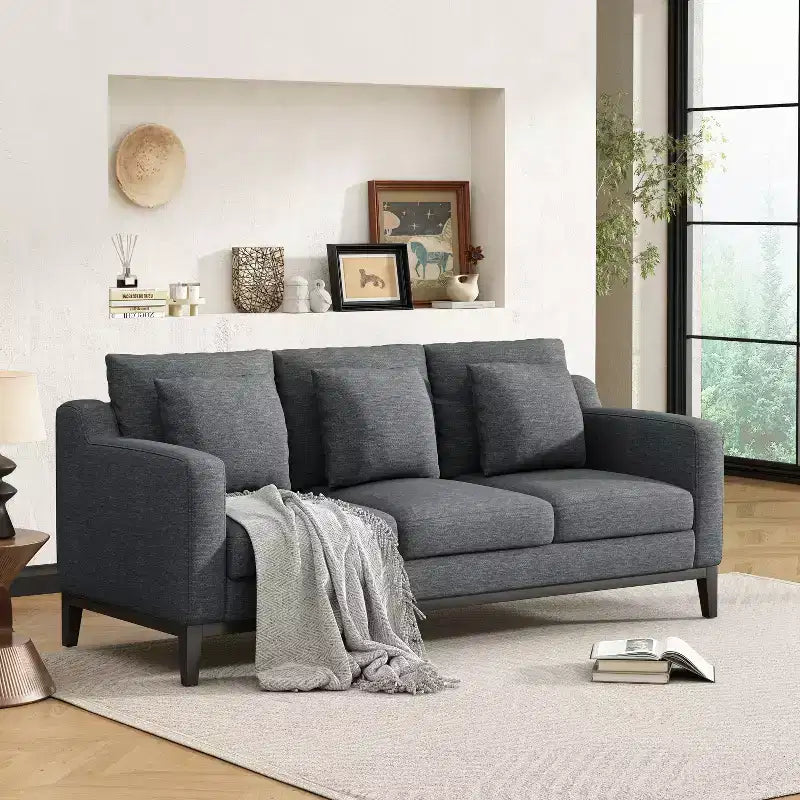 Divano a 3 posti imbottito 80 W con cuscino decorativo