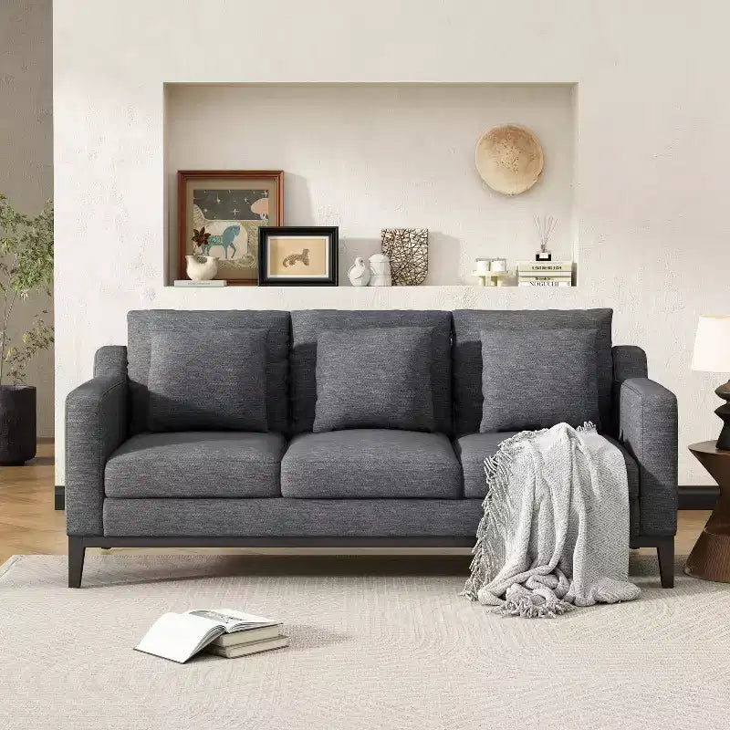 Divano a 3 posti imbottito 80 W con cuscino decorativo