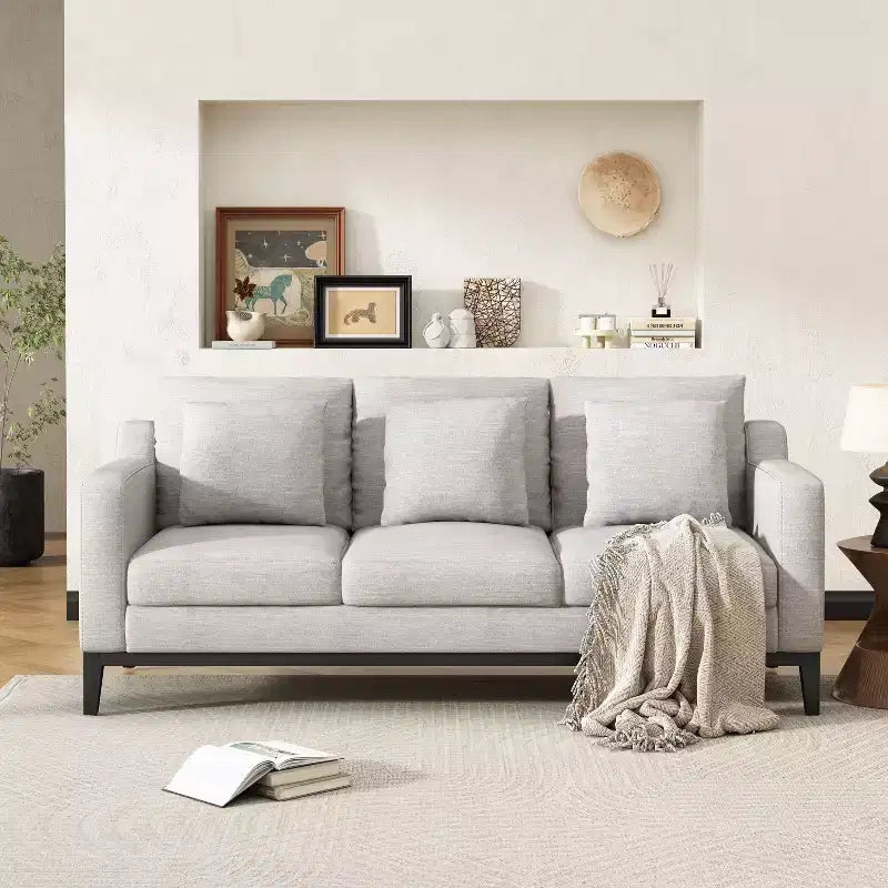Divano a 3 posti imbottito 80 W con cuscino decorativo