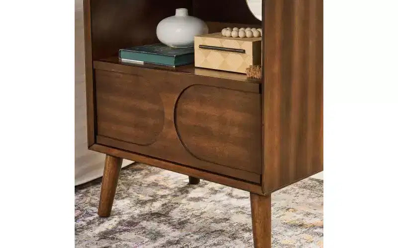 Carrello da portata per vino a 2 ripiani 73 cm Ciliegio, Ripiani in legno, Portabottiglie per 3 bottiglie, Rotelle con freno