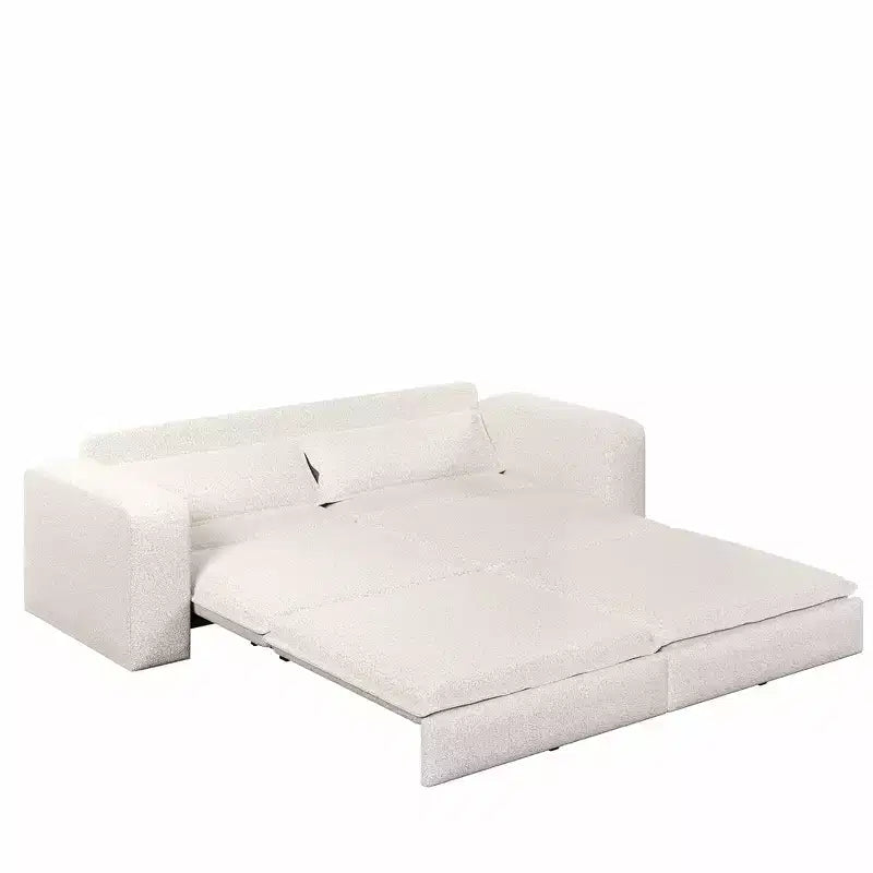 Divano Letto Estraibile King Size, Divano Letto Convertibile 3-in-1 in Teddy con 2 Cuscini Lombari