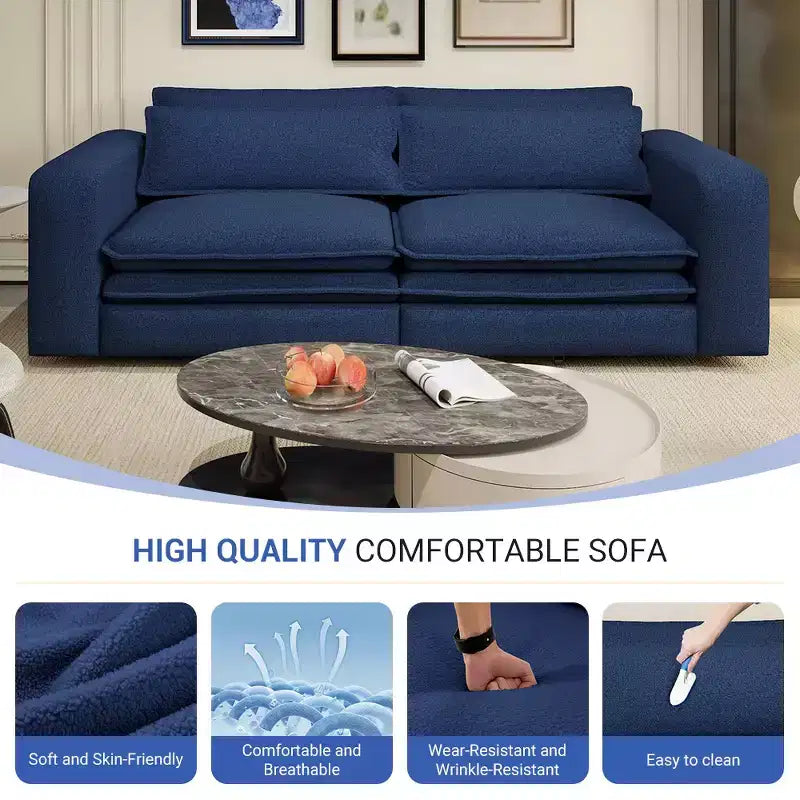 Divano Letto Estraibile King Size, Divano Letto Convertibile 3-in-1 in Teddy con 2 Cuscini Lombari