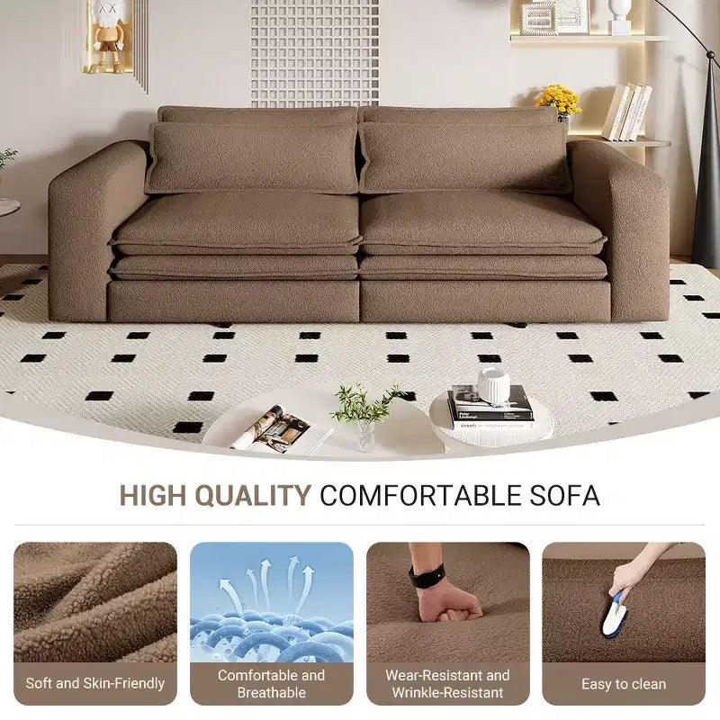 Divano Letto Estraibile King Size, Divano Letto Convertibile 3-in-1 in Teddy con 2 Cuscini Lombari