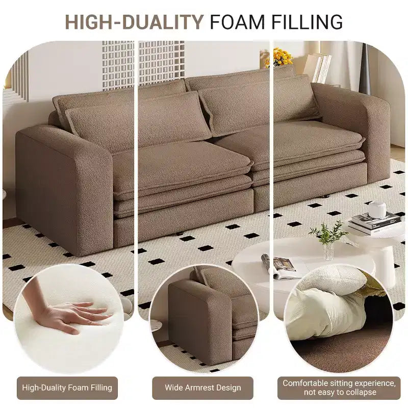 Divano Letto Estraibile King Size, Divano Letto Convertibile 3-in-1 in Teddy con 2 Cuscini Lombari