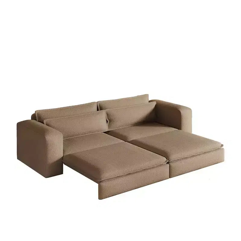 Divano Letto Estraibile King Size, Divano Letto Convertibile 3-in-1 in Teddy con 2 Cuscini Lombari