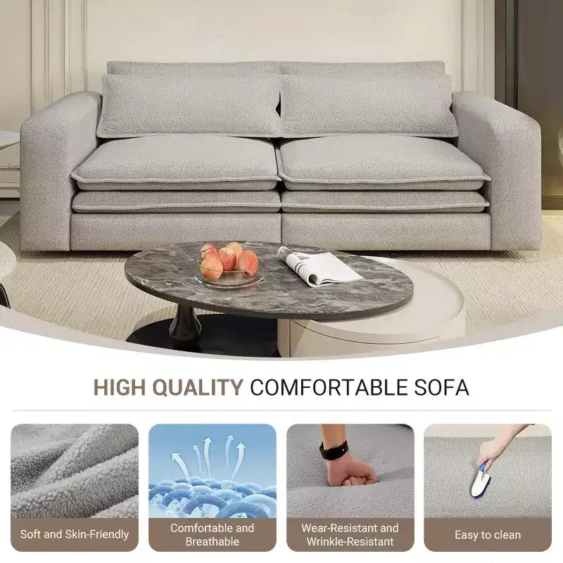Divano Letto Estraibile King Size, Divano Letto Convertibile 3-in-1 in Teddy con 2 Cuscini Lombari