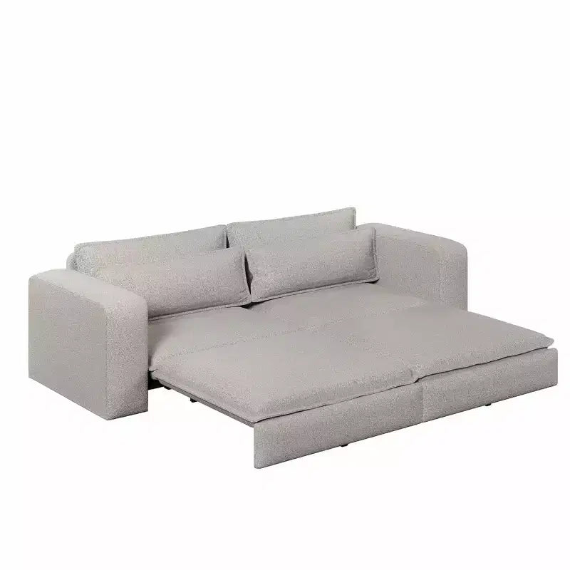 Divano Letto Estraibile King Size, Divano Letto Convertibile 3-in-1 in Teddy con 2 Cuscini Lombari