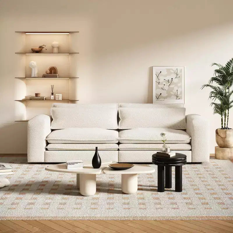 Divano Letto Estraibile King Size, Divano Letto Convertibile 3-in-1 in Teddy con 2 Cuscini Lombari