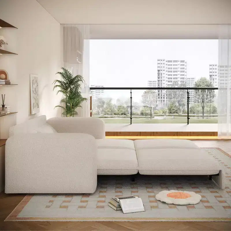 Divano Letto Estraibile King Size, Divano Letto Convertibile 3-in-1 in Teddy con 2 Cuscini Lombari