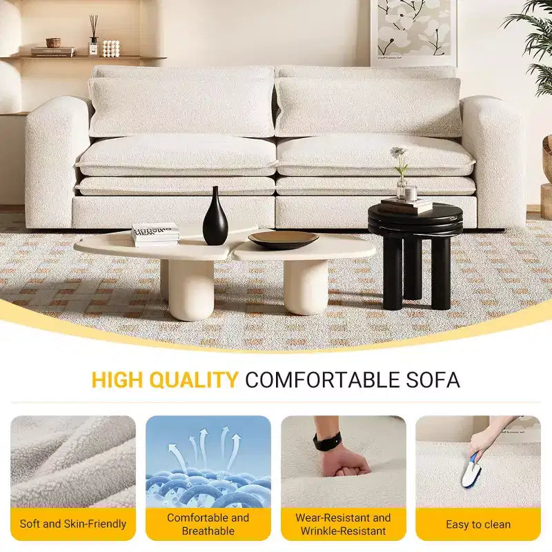 Divano Letto Estraibile King Size, Divano Letto Convertibile 3-in-1 in Teddy con 2 Cuscini Lombari