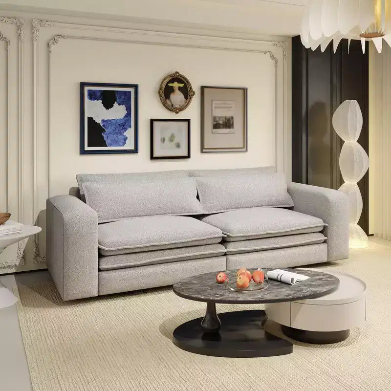 Divano Letto Estraibile King Size, Divano Letto Convertibile 3-in-1 in Teddy con 2 Cuscini Lombari