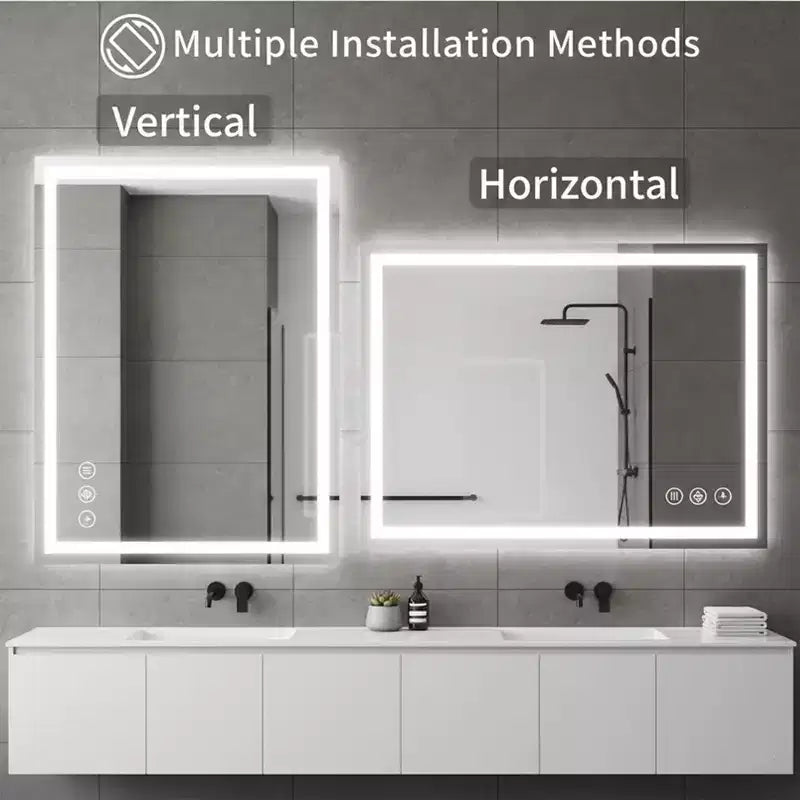 Specchio da bagno a LED anti-appannamento New England Stories con doppia illuminazione frontale e retroilluminazione