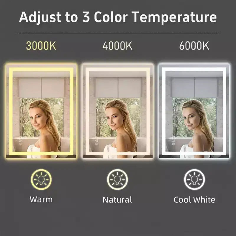 Specchio da bagno a LED anti-appannamento New England Stories con doppia illuminazione frontale e retroilluminazione