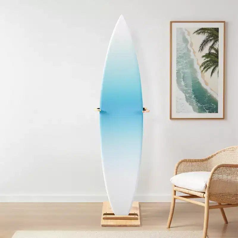 Supporto Verticale per Tavola da Surf, Porta Tavola da Surf in Legno per Conservazione ed Esposizione, Organizzatore per Tavola Regolabile e Autoportante, Colore Legno