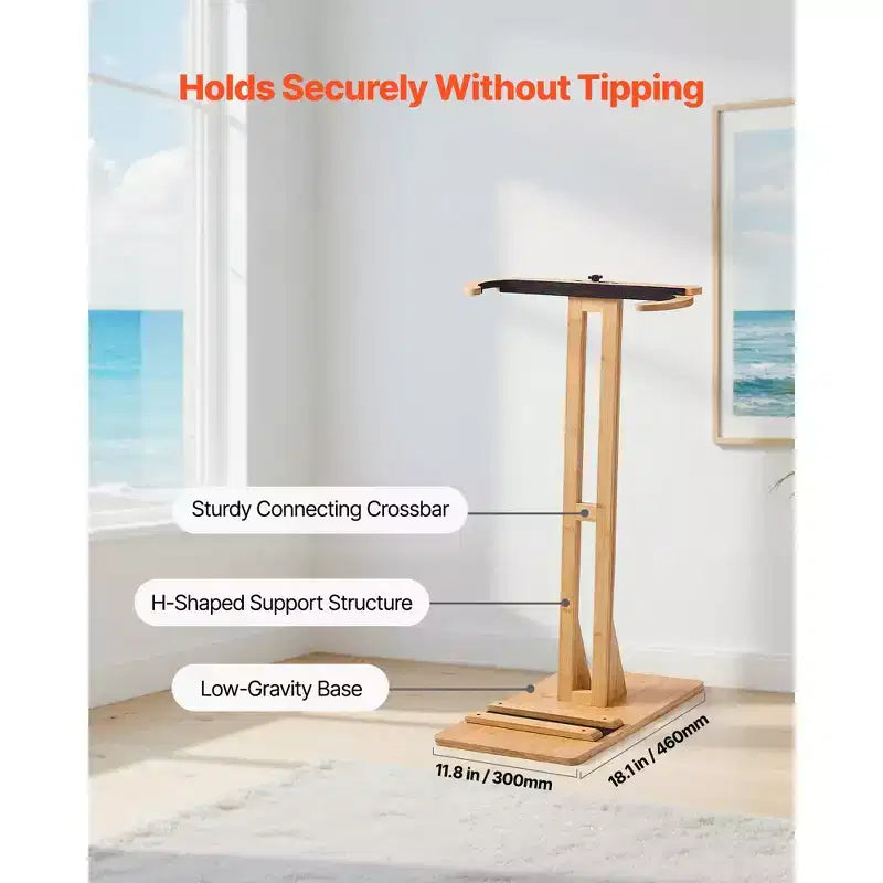 Supporto Verticale per Tavola da Surf, Porta Tavola da Surf in Legno per Conservazione ed Esposizione, Organizzatore per Tavola Regolabile e Autoportante, Colore Legno