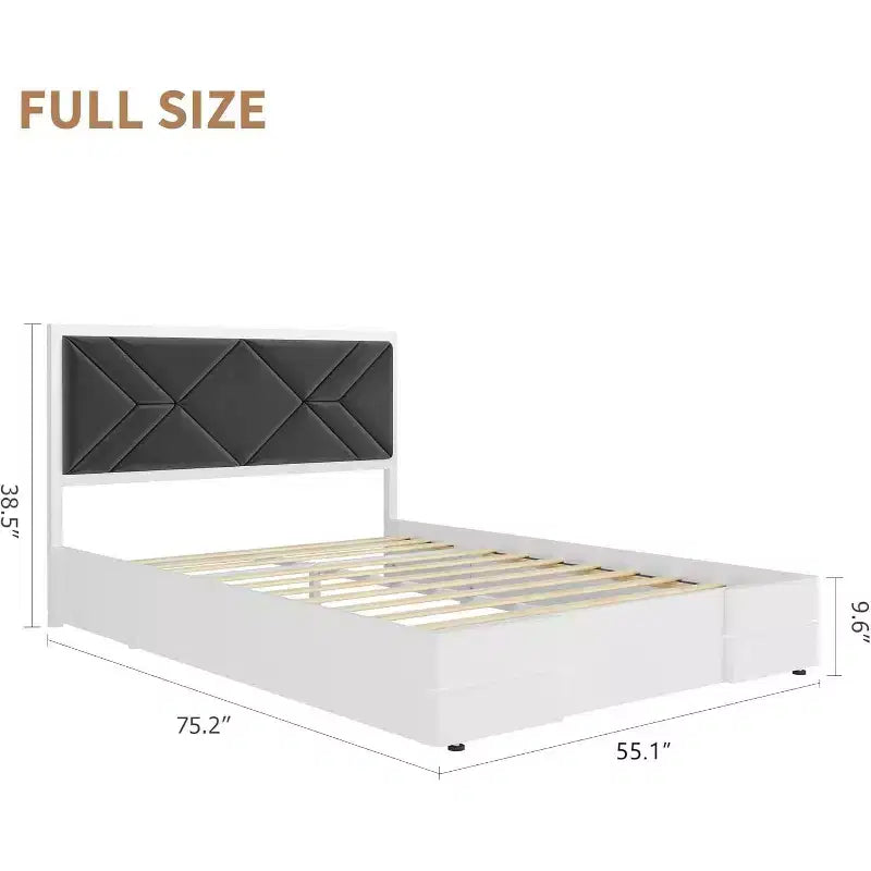 Struttura letto moderna imbottita capitonné, letto a piattaforma bianco con testiera per camera da letto o appartamento
