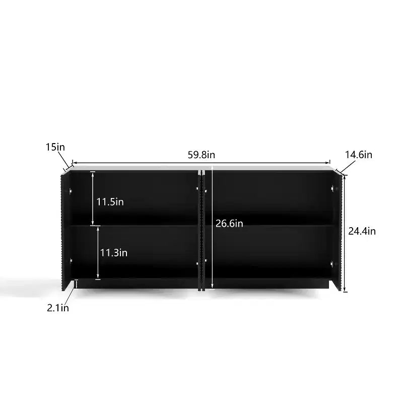 Madia credenza moderna di metà secolo con ante e cassetti, ripiani regolabili, motivo geometrico, mobile TV per soggiorno