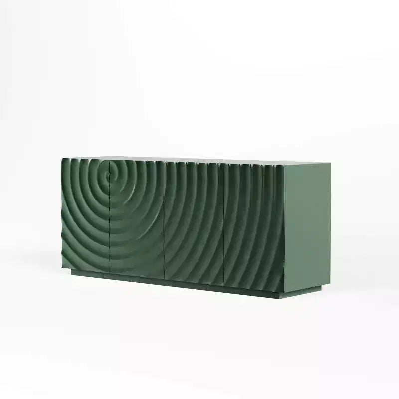 Madia-Credenza Moderna Mid-Century con Contenitore, Ripiani Regolabili, Motivo Geometrico, Mobile TV Multimediale