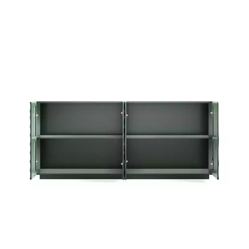 Madia-Credenza Moderna Mid-Century con Contenitore, Ripiani Regolabili, Motivo Geometrico, Mobile TV Multimediale