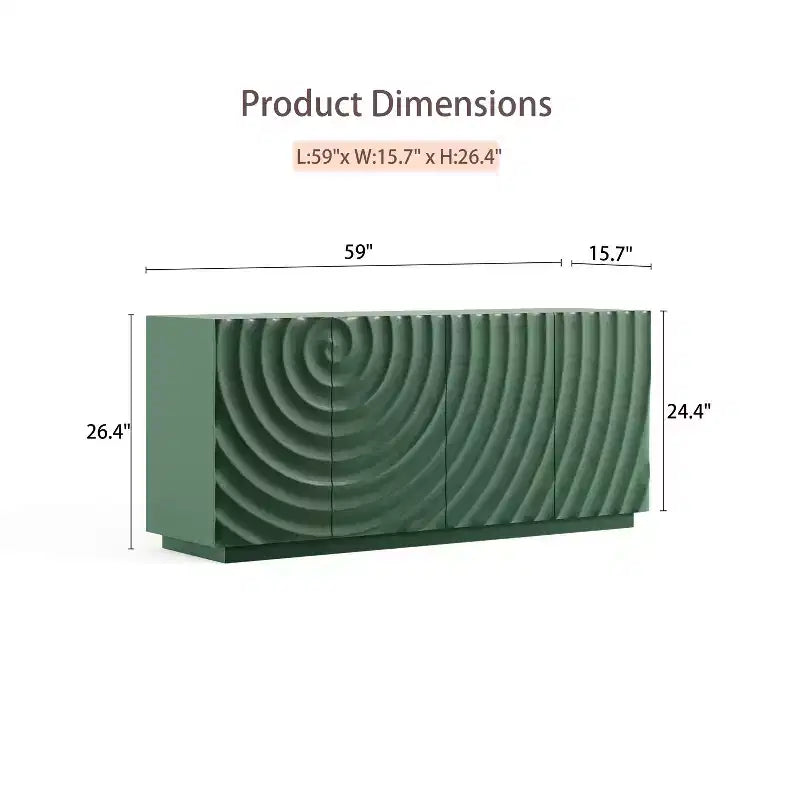 Madia-Credenza Moderna Mid-Century con Contenitore, Ripiani Regolabili, Motivo Geometrico, Mobile TV Multimediale