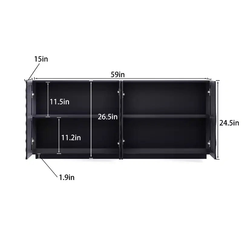 Madia-Credenza Moderna Mid-Century con Contenitore, Ripiani Regolabili, Motivo Geometrico, Mobile TV Multimediale