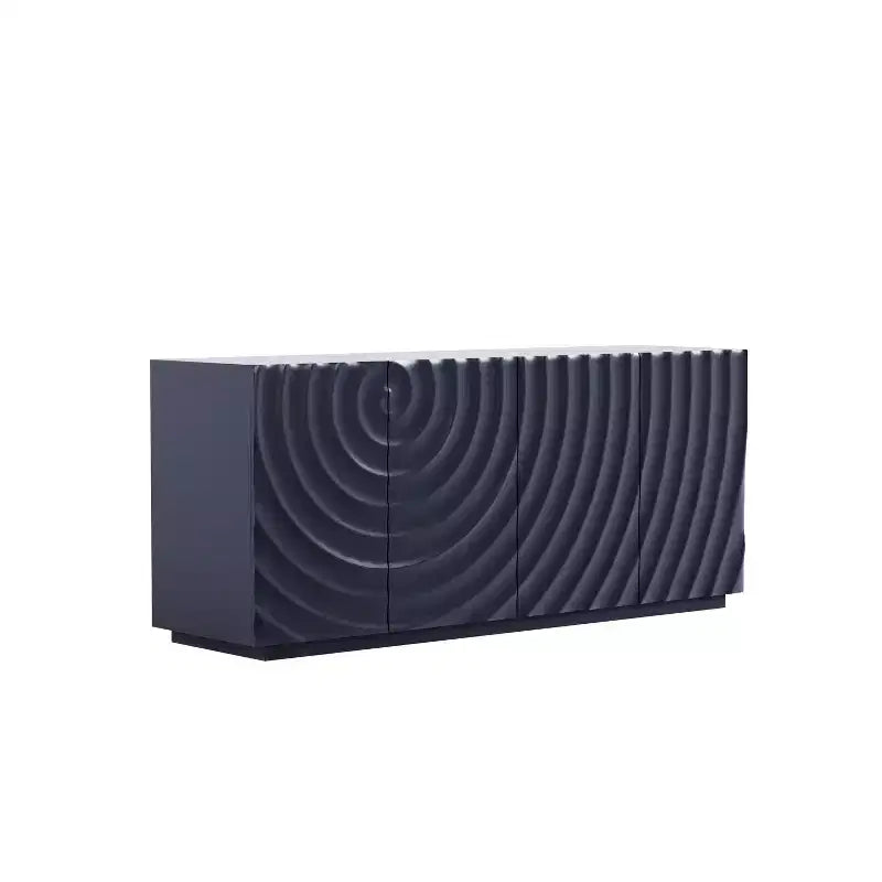 Madia-Credenza Moderna Mid-Century con Contenitore, Ripiani Regolabili, Motivo Geometrico, Mobile TV Multimediale