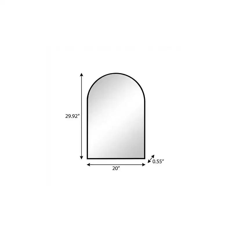 Specchio d'accento con cornice ad arco in metallo nero