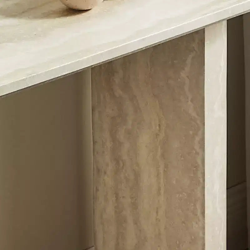 Consolle Moderna Tavolino d'Ingresso Divano Tavolino Laterale Tavolino d'Appoggio Minimalista con Bordo Arrotondato e Motivo Effetto Marmo MARS