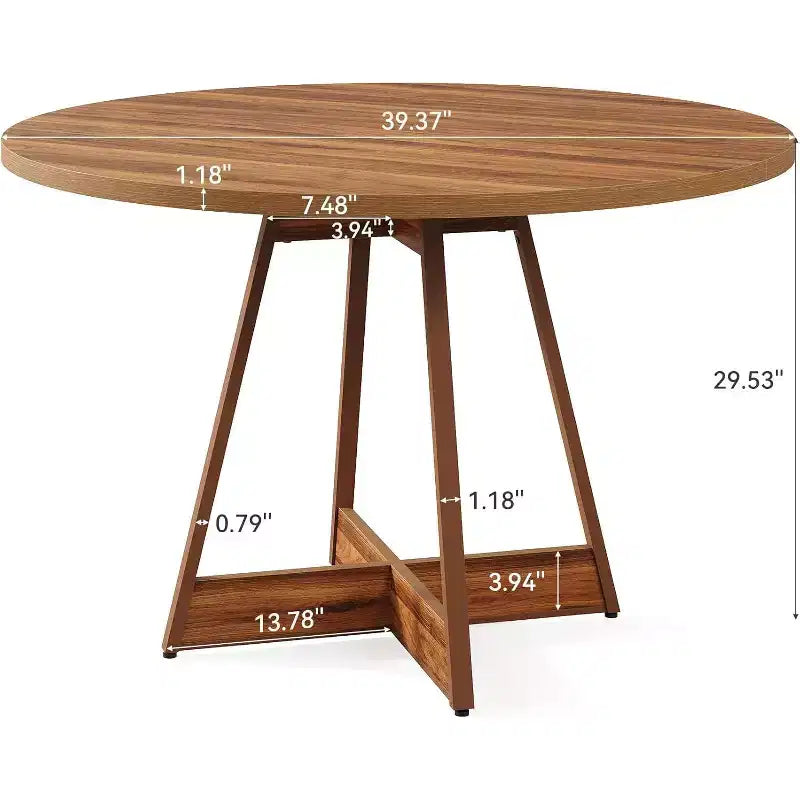 Tavolo da pranzo rotondo per 2-4 persone, tavolo da cucina rotondo stile rustico, tavolo da pranzo in legno, tavolino da bistrò per ristorante, marrone