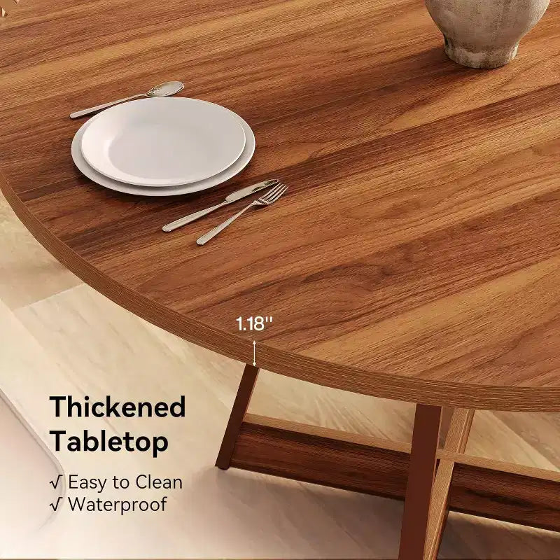 Tavolo da pranzo rotondo per 2-4 persone, tavolo da cucina rotondo stile rustico, tavolo da pranzo in legno, tavolino da bistrò per ristorante, marrone
