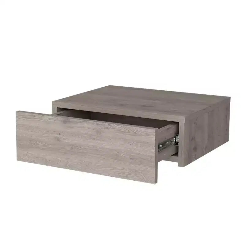 Comodino flottante con un cassetto in legno grigio
