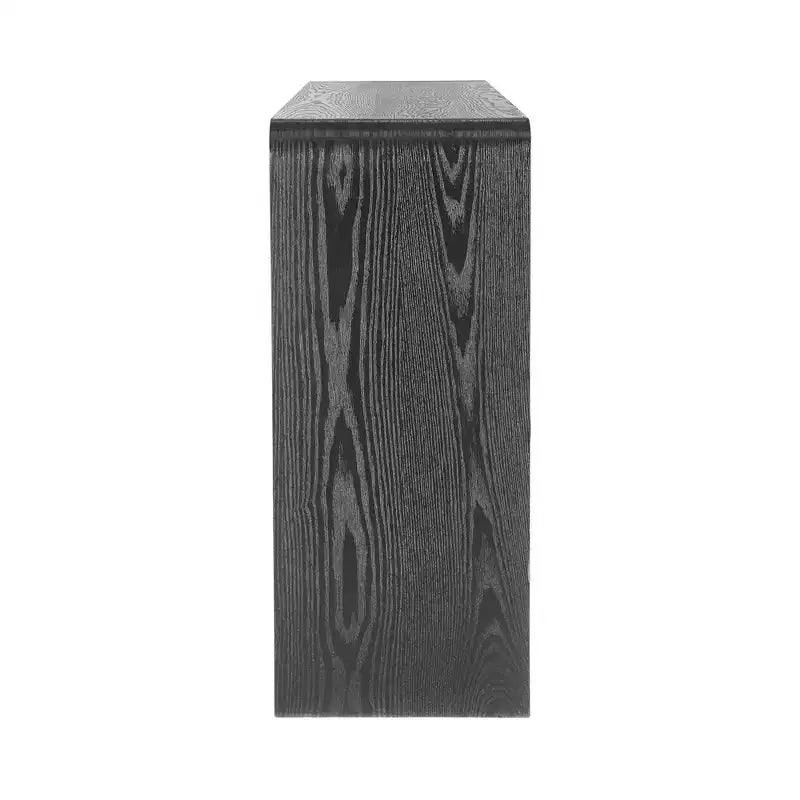 Consolle da ingresso moderna, Tavolo elegante da corridoio, Tavolino da divano sottile con 3 cassetti, doghe verticali, bordo arrotondato